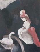 Marie Laurencin Younger castellan with white swan oil